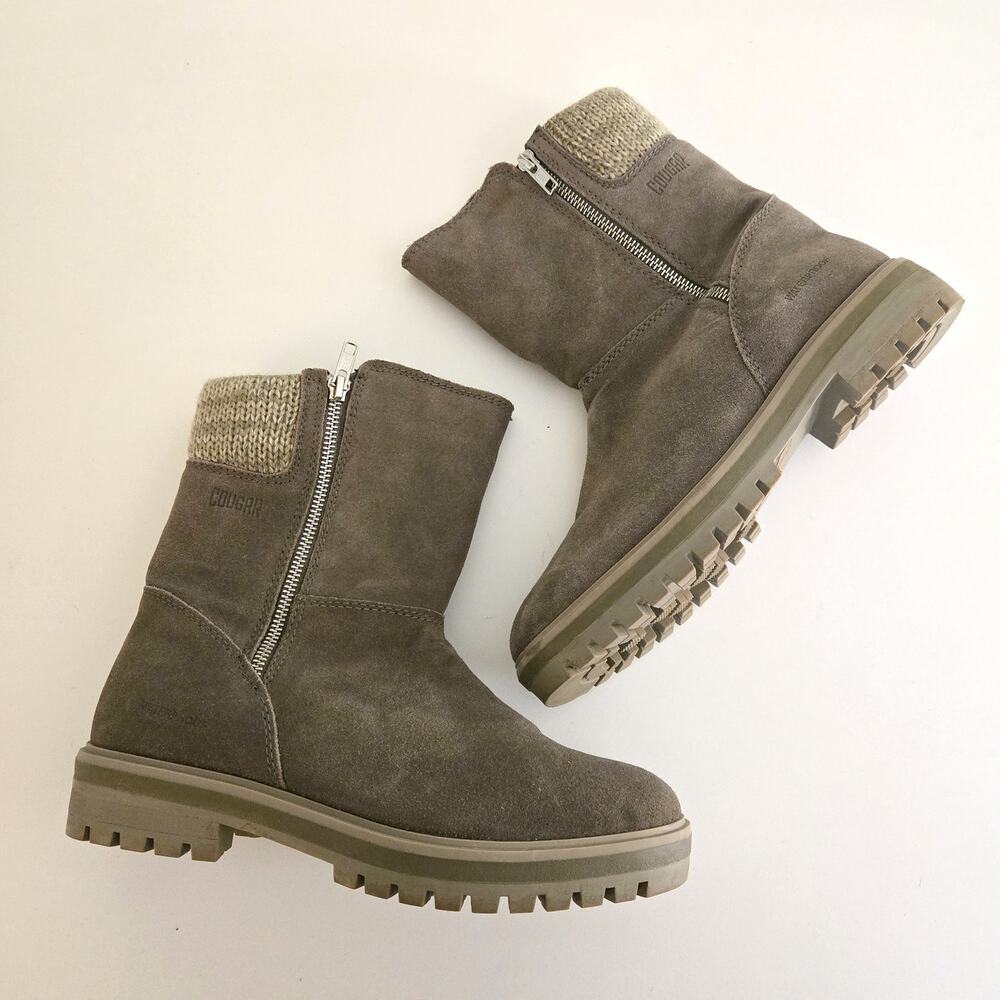 Cougar Neptune Suede Knit Cuff Primaloft Waterproof Ankle Boots US 9